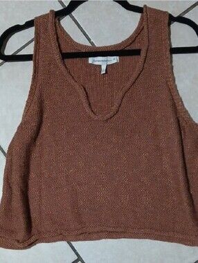 Generation K Womens Size L Rust Knit V-Neck Sleeveless Tank